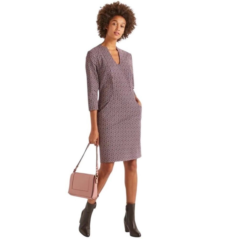 Boden Fig Sweet Petal Elizabeth Pocket V-NeckDress size 12L
